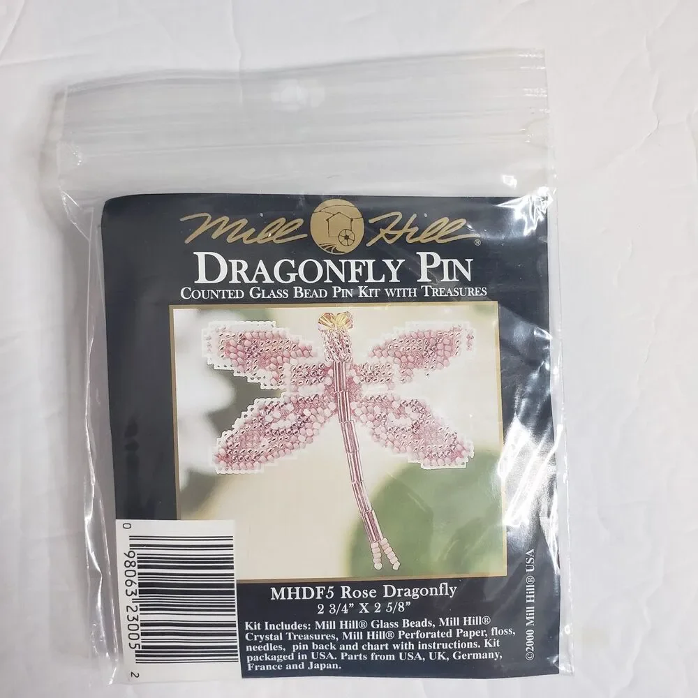 MILL HILL Rose Dragonfly Pin MHDF5 Counted Glass Bead Cross Stitch Kit NEW